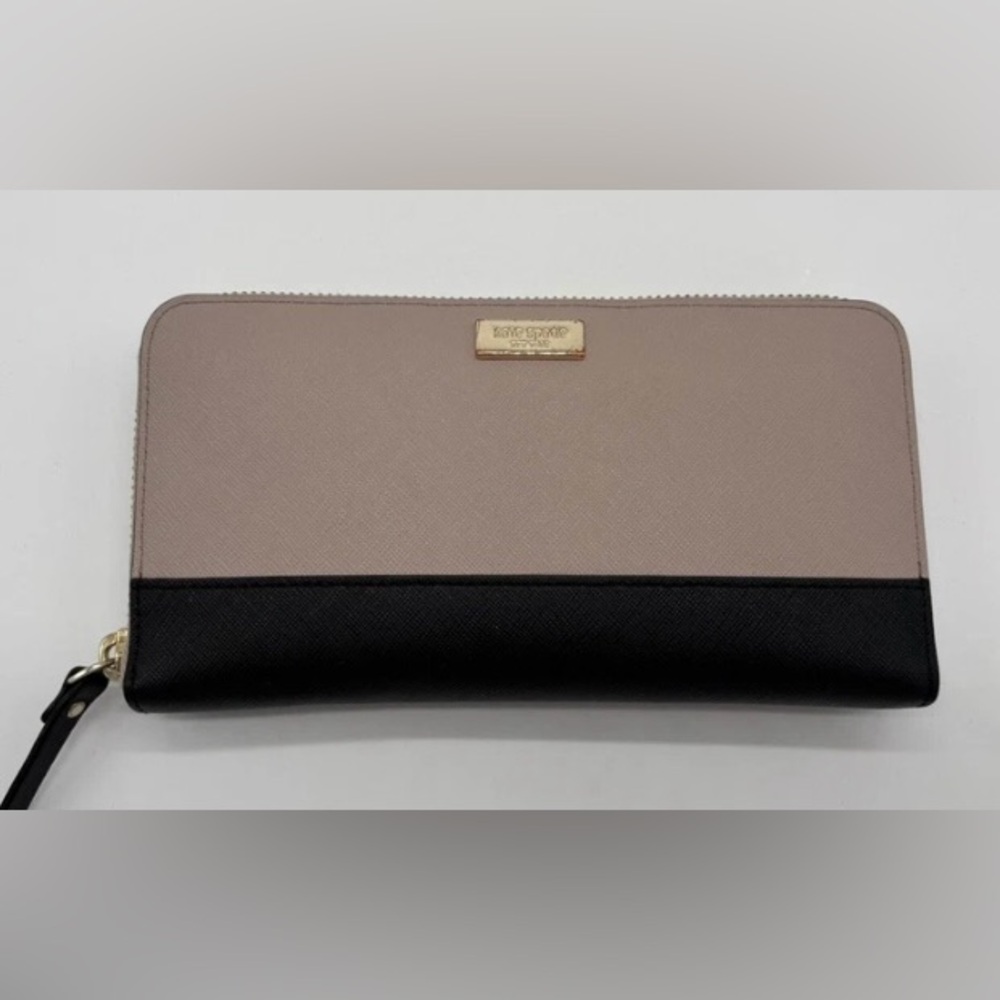 Kate Spade Two-Tone Taupe and Black Zip Wallet